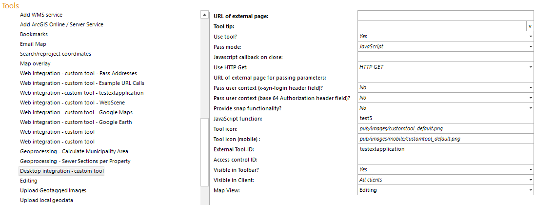 Web Integration - Custom Tool configuration