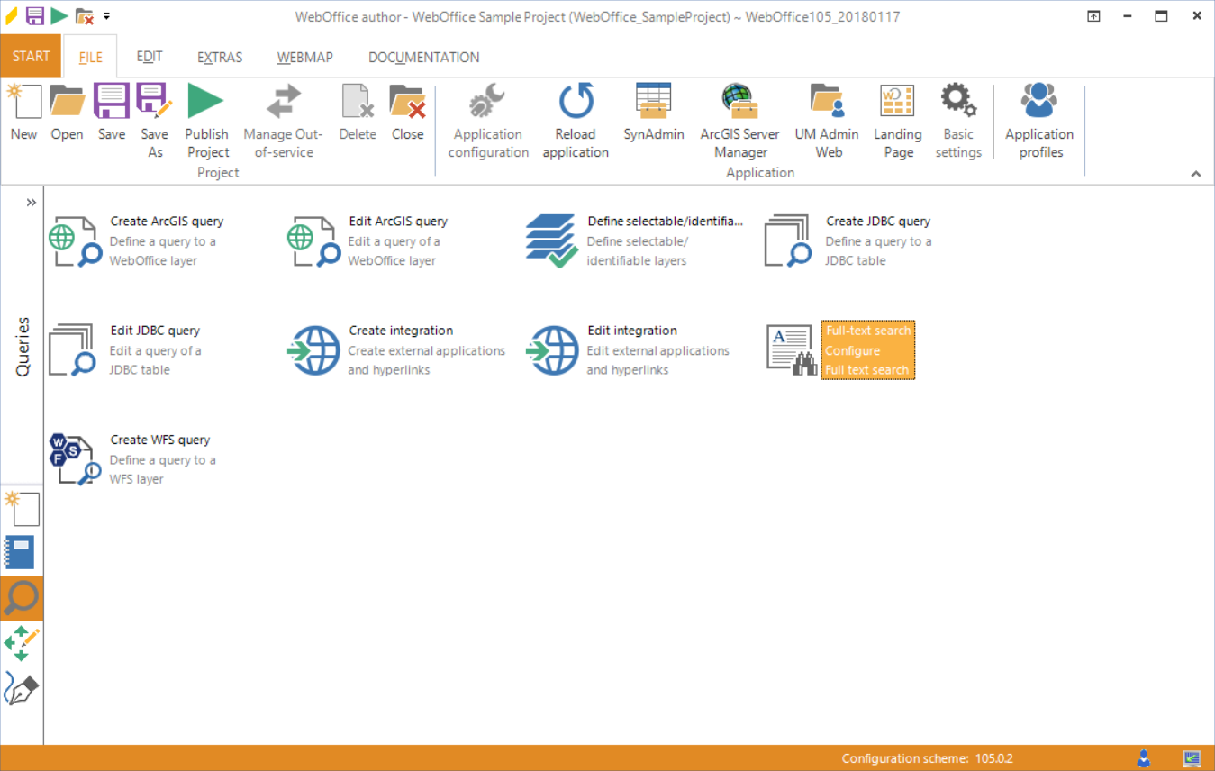 Starting the wizard "Full-text search"