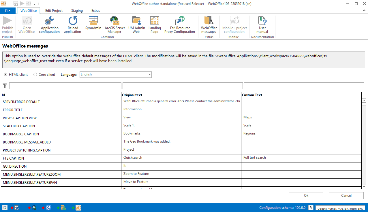 WebOffice messages dialog
