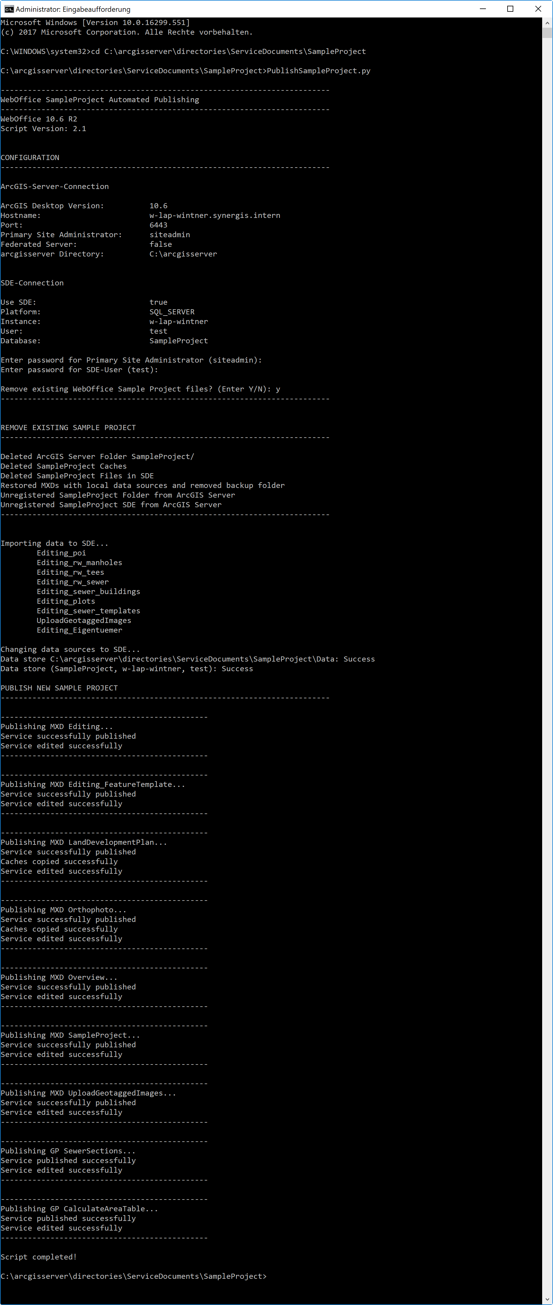 Publishing services via script