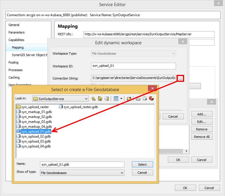Add dynamic workspace - select a file geodatabase Add dynamic workspace - select a file geodatabase