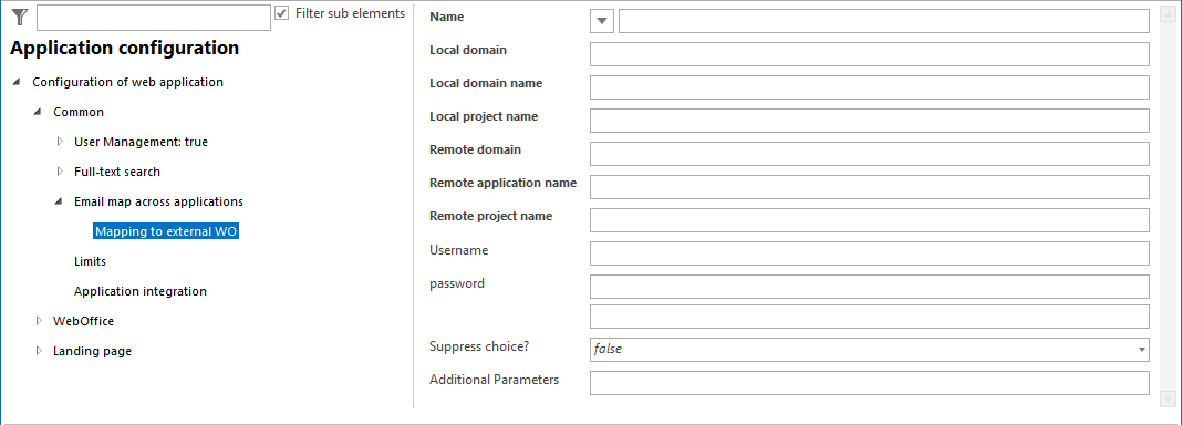 Email map across applications configuration
