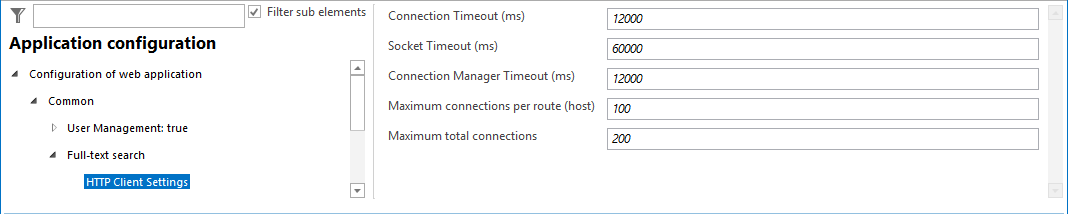 HTTP client settings configuration