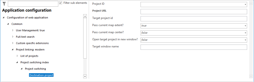 Destination project configuration