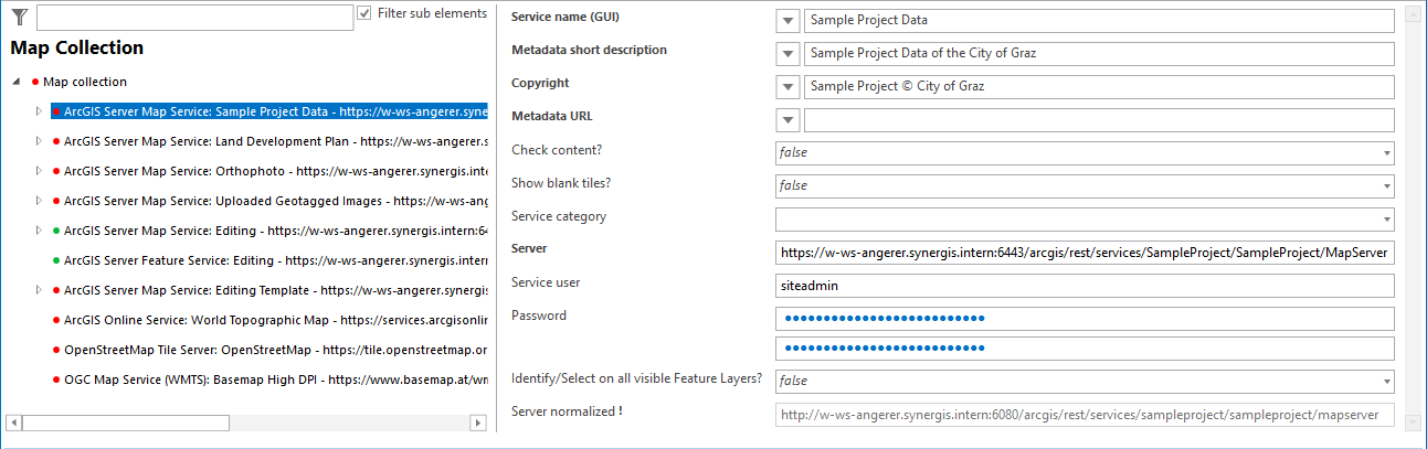 ArcGIS Server Map Service configuration