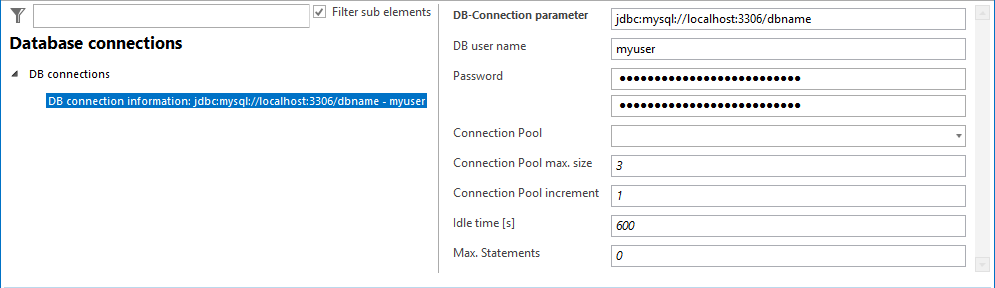 Database connection configuration Database connection configuration
