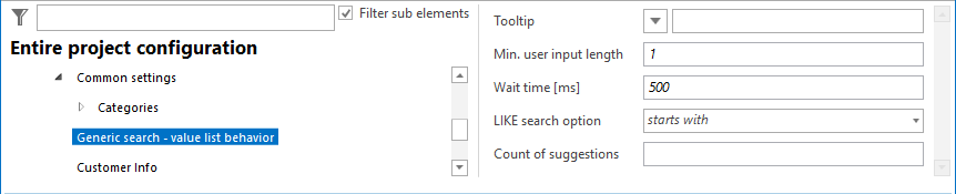 Generic search configuration