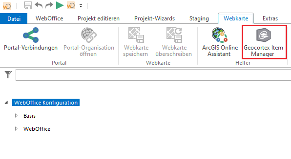 Calling the Geocortex item manager in WebOffice author