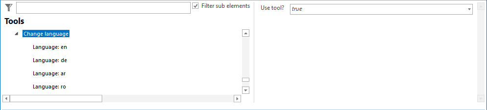 Change language tool configuration
