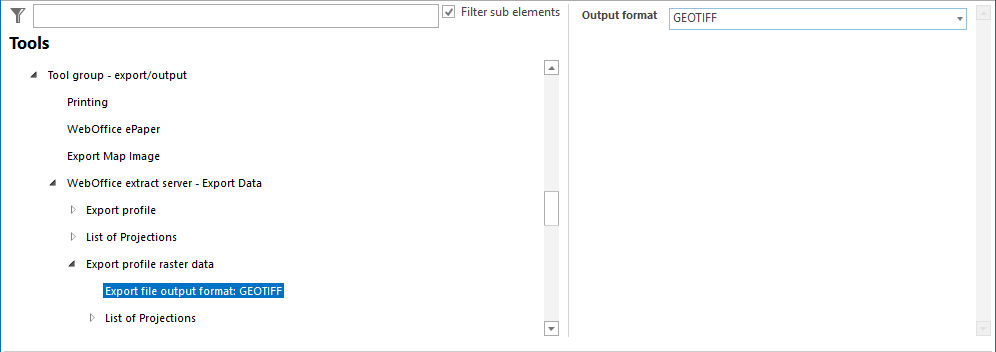 Export file output format configuration