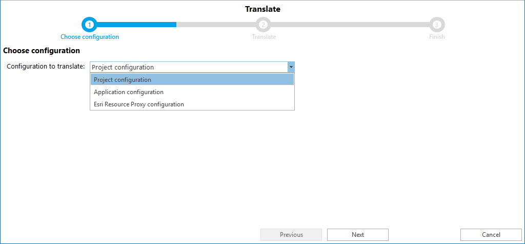 Choose configuration to translate Choose configuration to translate