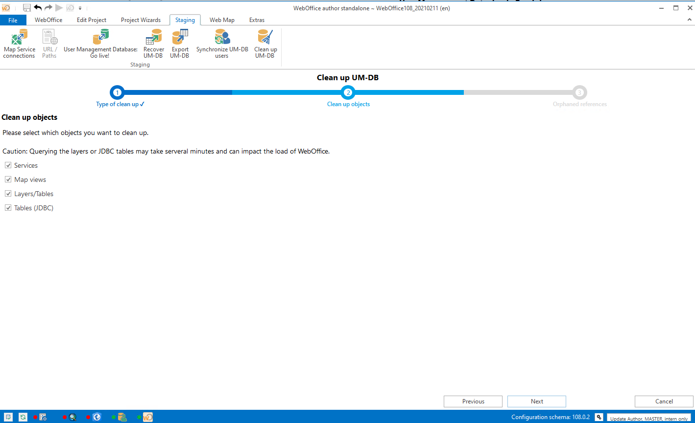Auswahl der Bereinigungsobjekte 