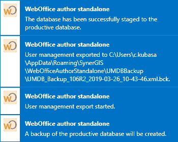 Information in WebOffice author standalone