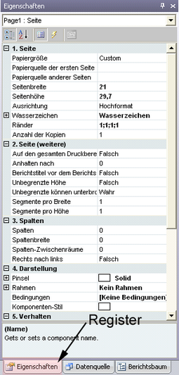 Register Eigenschaften Register Eigenschaften