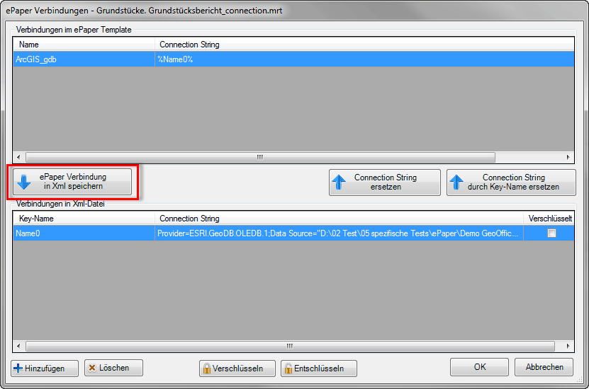 Verbindung aus ePaper Template in Xml speichern Verbindung aus ePaper Template in Xml speichern