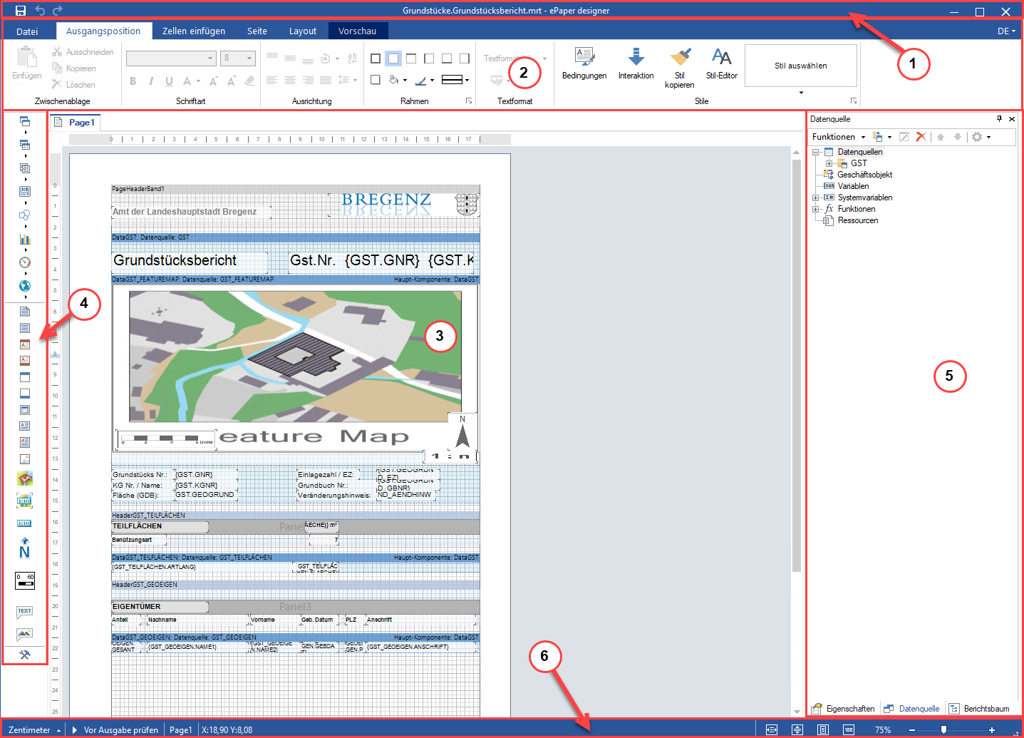 GeoOffice ePaper designer - Oberfläche GeoOffice ePaper designer - Oberfläche