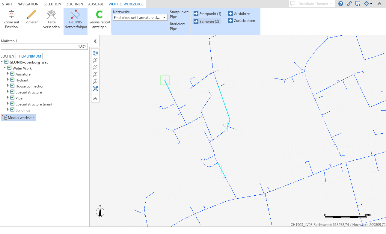 Setzung von Startpunkt und Barrieren innerhalb eines GEONIS Netzwerkes Setzung von Startpunkt und Barrieren innerhalb eines GEONIS Netzwerkes