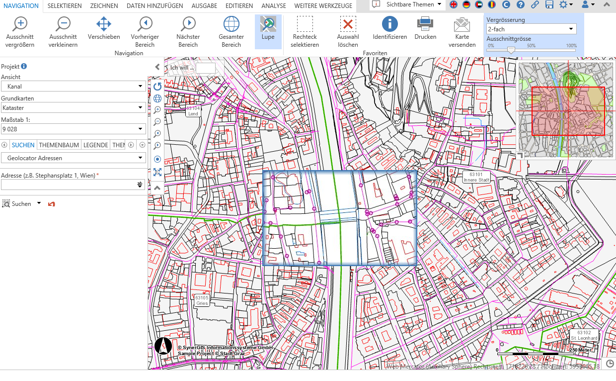 Karte versenden im WebOffice core Client