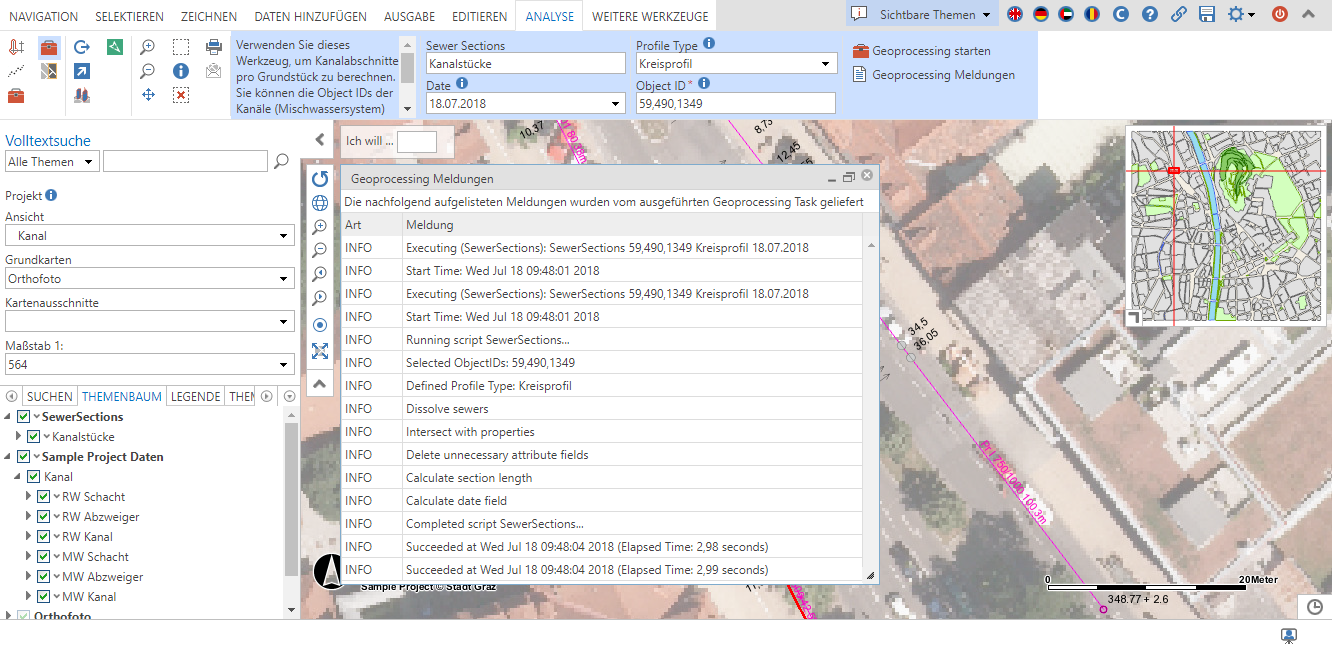 Beispiel der zurückgegebenen Meldungen nach der Ausführung eines Geoverarbeitungs-Werkzeuges im WebOffice core Client Beispiel der zurückgegebenen Meldungen nach der Ausführung eines Geoverarbeitungs-Werkzeuges im WebOffice core Client