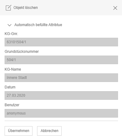 Sichtung der Attribute und Abschluss des Löschens