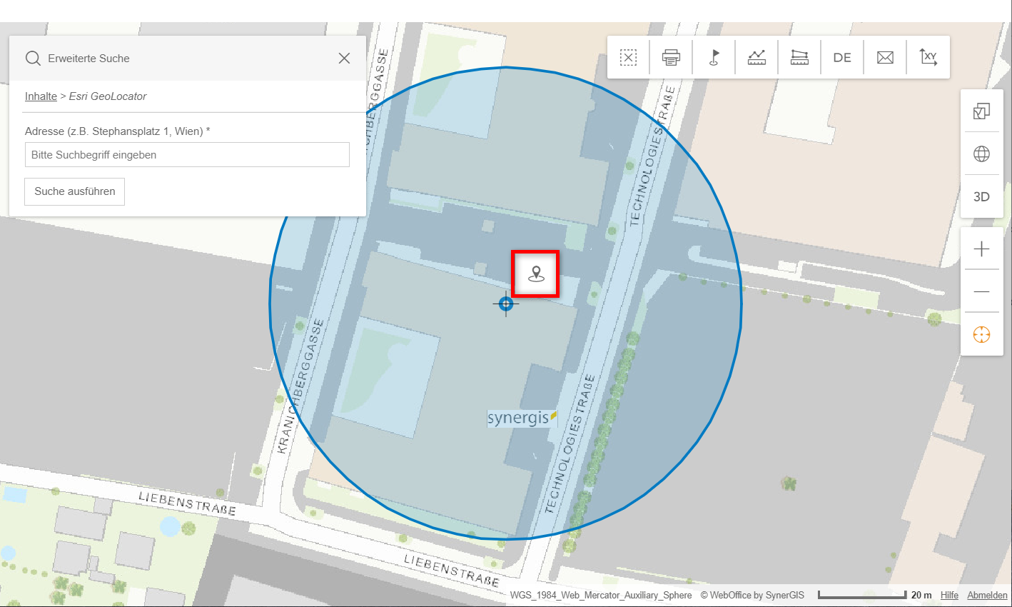 Standortbestimmung mit Nachbarschaftssuche im WebOffice flex Client
