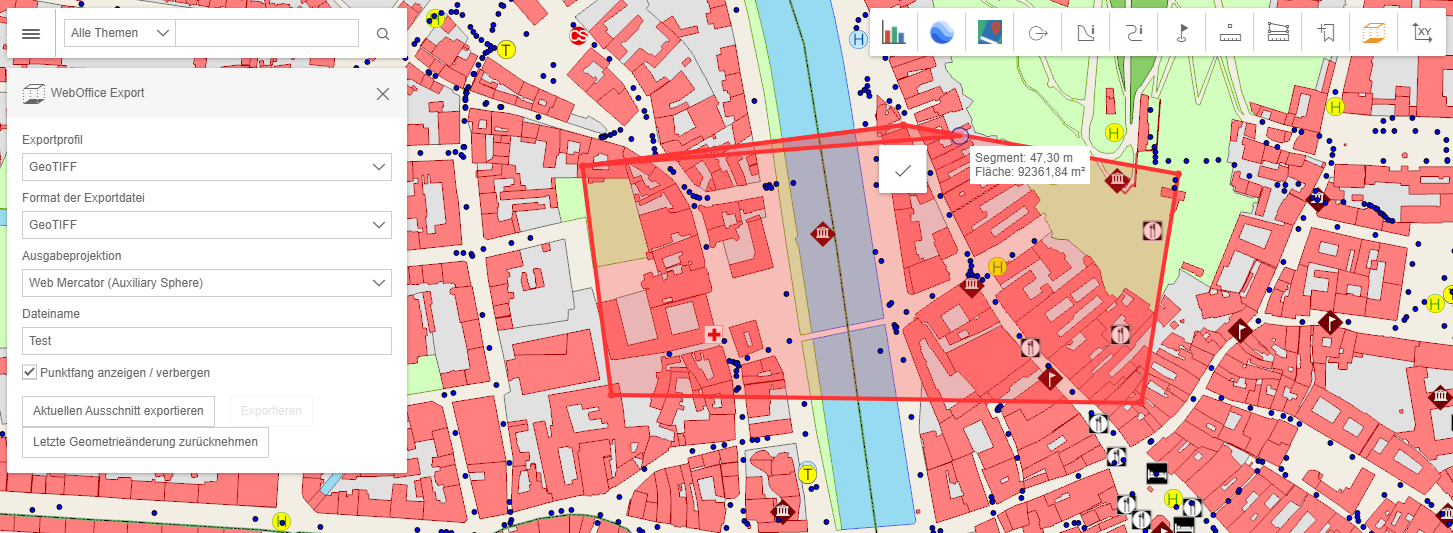 Exportieren eines GeoTIFFs im WebOffice flex Client