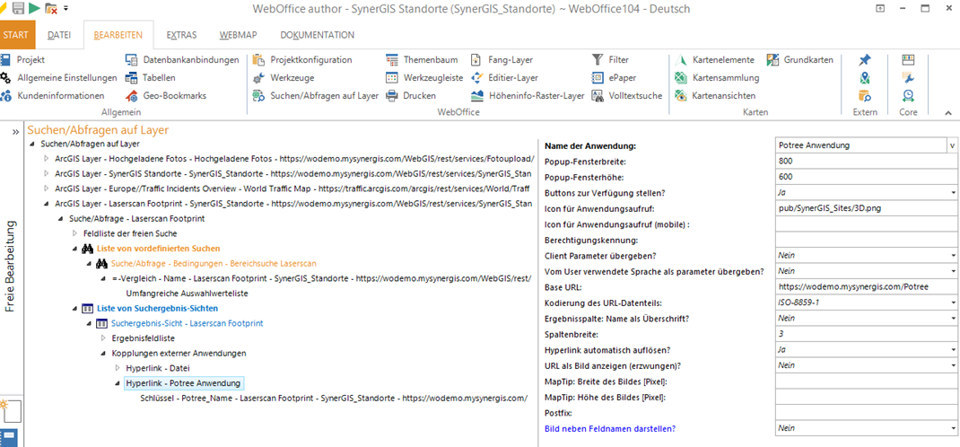 Einbindung von 3D Daten aus Potree in WebOffice 10.9 SP2 über externen Aufruf&nbsp;
