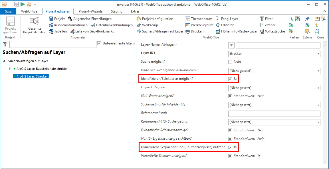Konfiguration eines identifizierbaren/selektierbaren Layer mit dynamischer Segmentierung