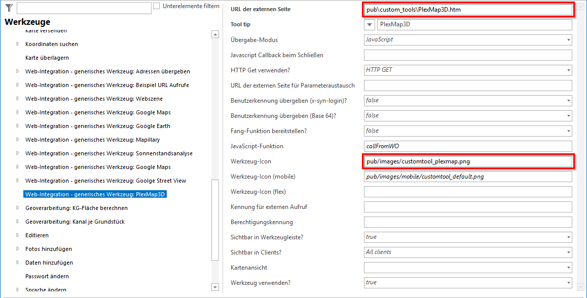 Konfiguration eines generischen Werkzeuges für PlexMap3D