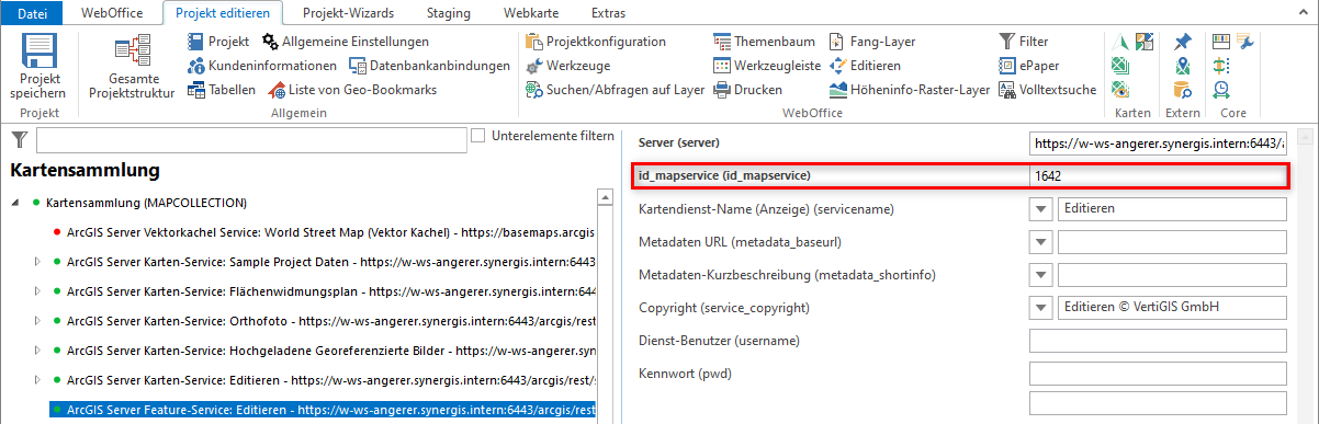 Ermittlung des Wertes für "id_mapservice"