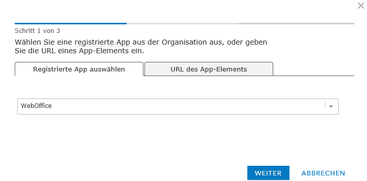 Auswahl Ihrer registrierten App Auswahl Ihrer registrierten App