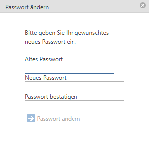 Werkzeugfenster Passwort ändern im WebOffice core Client