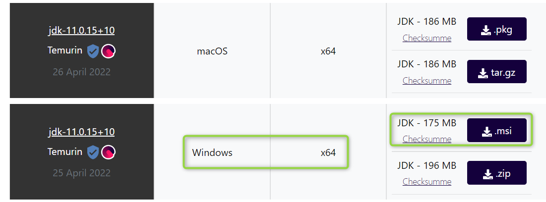 Download der aktuellen Version von Java 11 OpenJDK Temurin von Adoptium Download der aktuellen Version von Java 11 OpenJDK Temurin von Adoptium