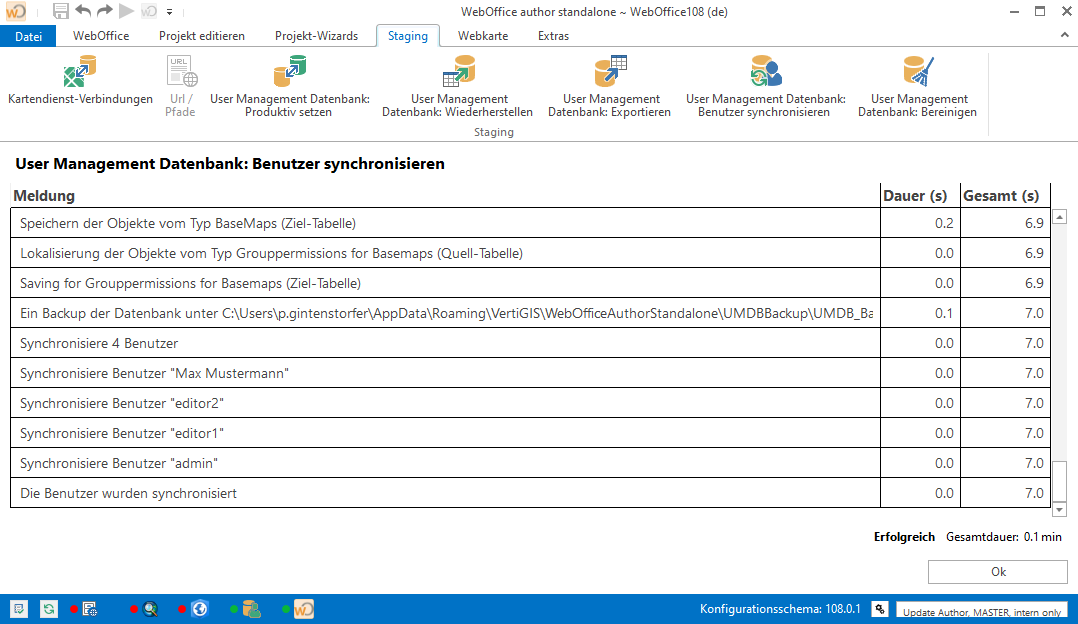 Information im WebOffice author standalone Meldungsfenster
