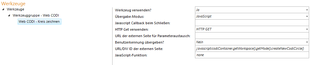 Konfiguration - Web CODI Kreis zeichnen