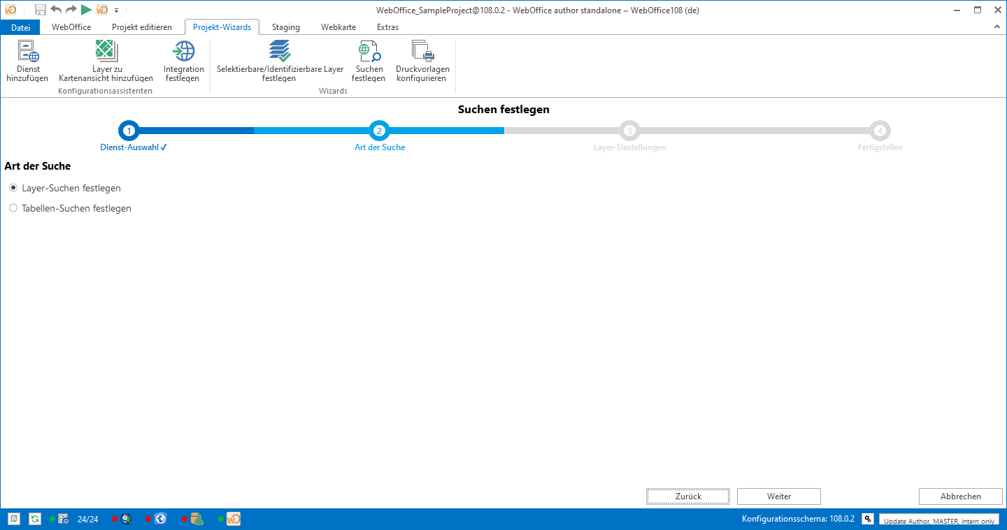 Assistent ArcGIS-Suche erstellen - Art der Suche auswählen