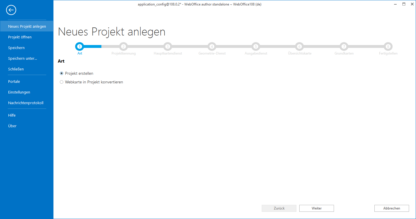 Starten des Assisten "Projekt erstellen"