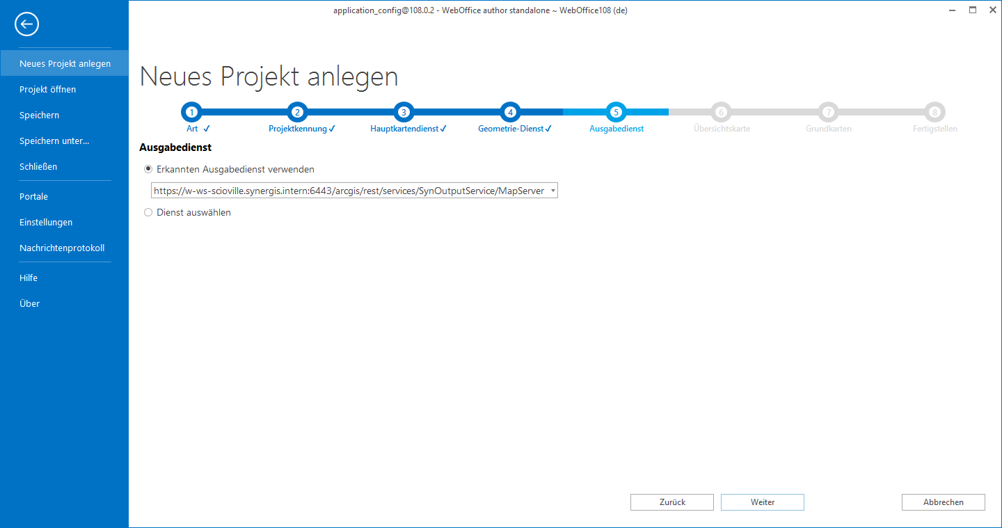 Assistent "Projekt erstellen" - Ausgabedienst Assistent "Projekt erstellen" - Ausgabedienst