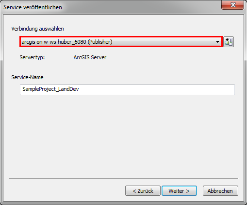Server-Verbindung auswählen Server-Verbindung auswählen