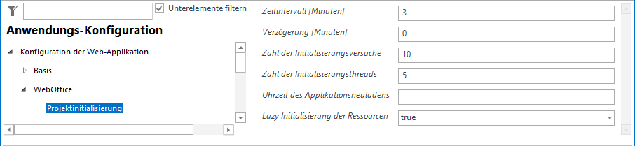 Konfiguration der Projektinitialisierung