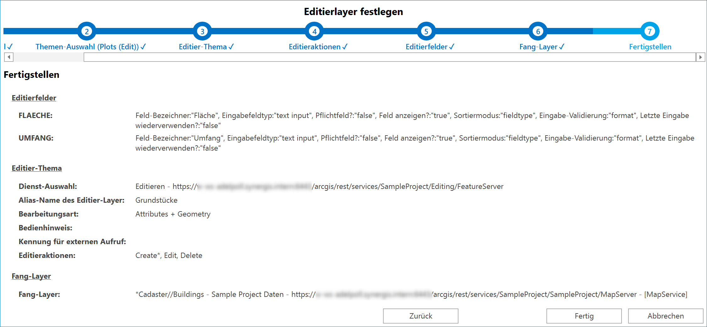 Wizard Editierlayer festlegen, Schritt 7 Wizard Editierlayer festlegen, Schritt 7