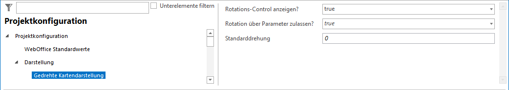 Konfiguration "Gedrehte Kartendarstellung" Konfiguration "Gedrehte Kartendarstellung"
