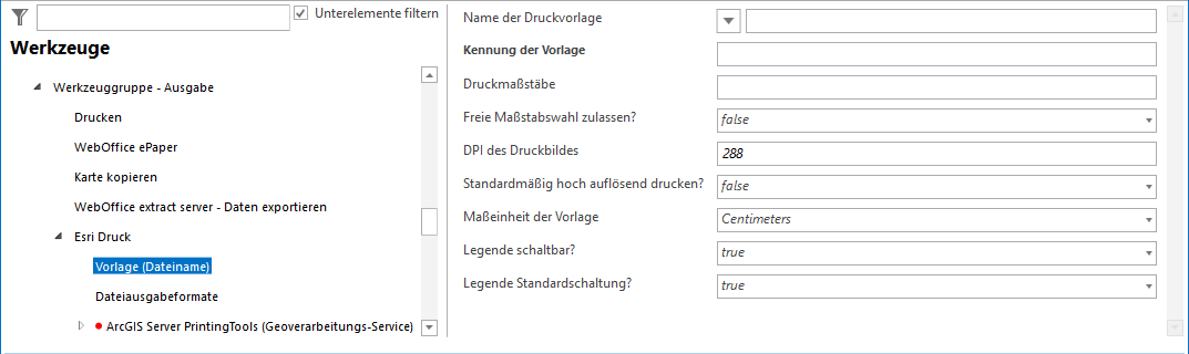 Konfiguration der Druckvorlage Konfiguration der Druckvorlage