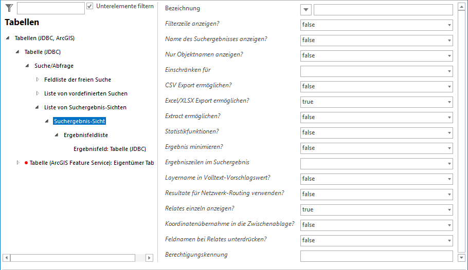 Liste von Suchergebnis-Sichten