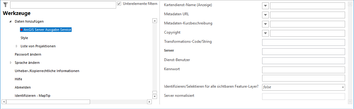 Konfiguration - ArcGIS Server Ausgabe-Service Konfiguration - ArcGIS Server Ausgabe-Service