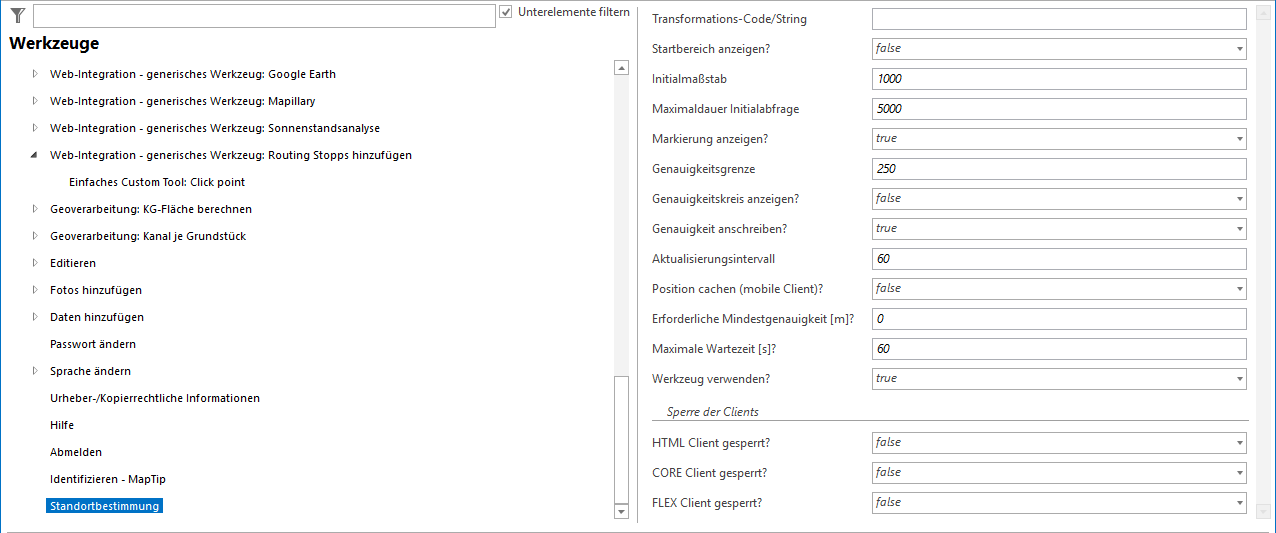 Standortbestimmung Werkzeug Konfiguration Standortbestimmung Werkzeug Konfiguration