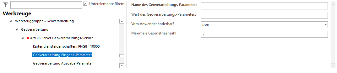 Konfiguration Geoprocessing Eingabe-Parameter Konfiguration Geoprocessing Eingabe-Parameter