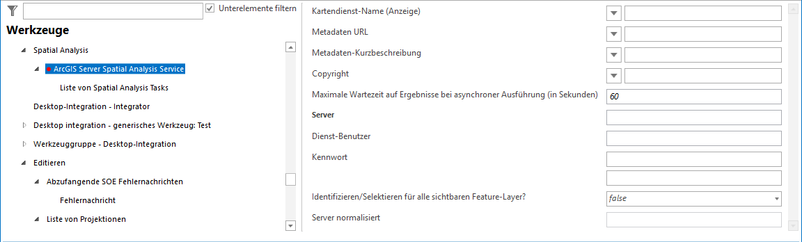 Definition eines ArcGIS Server Spatial Analysis Service