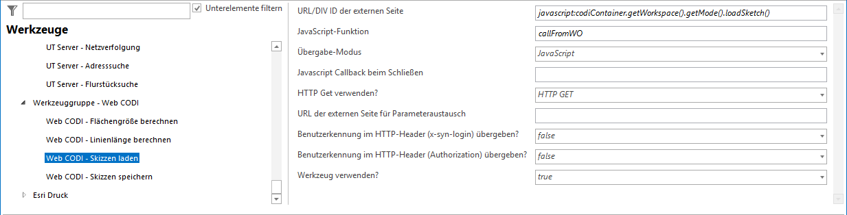 Konfiguration - Web CODI Skizzen laden