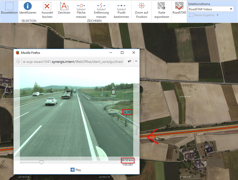 Kilometeranzeige im Videofenster